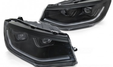Черные передние фары VW Caddy 20- full led фото