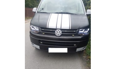 Фары передние черные Volkswagen T5 рестайл с led габаритами U-тип фото