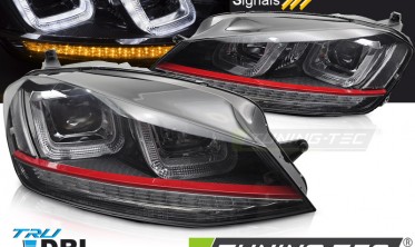 Фары передние для VW Golf 7 дорестайл с красной полосой фото