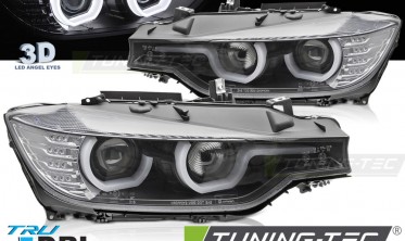 Чорні передні фари з кільцями U-тип BMW 3 F30, F31 фото