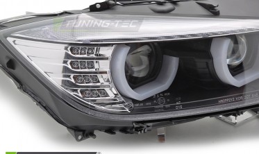 Чорні передні фари з кільцями U-тип BMW 3 F30, F31 фото