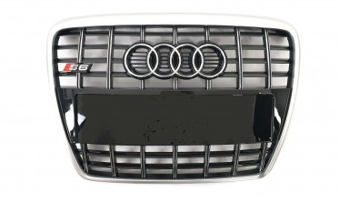 Чорна з сірим радіаторна решітка стиль S6 для Audi A6 C6 фото