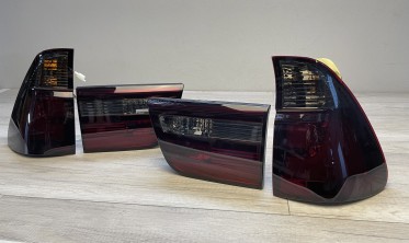Задние светодиодные Led Bar фонари BMW X5 E53 красно-тонированные фото