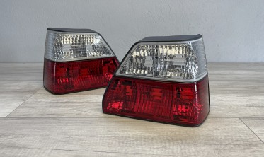 Тюнинговые задние фонари VW Golf 2 красно-хромированные фото
