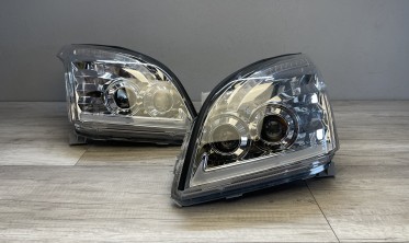 Фары передние Toyota Land Cruiser Prado 120 с LED габаритами и двумя линзами фото