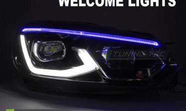 Передние фары full led для VW Golf 6 черная тюнинг оптика фото