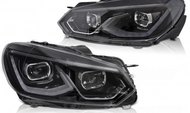 Передні фари full led для VW Golf 6 чорна тюнінг оптика фото