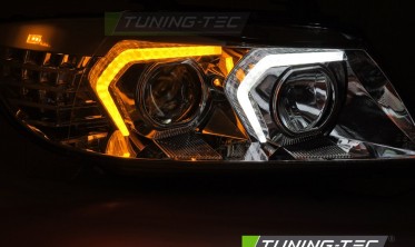 Передні фари BMW 3 E90, E91 тюнінг оптика з діодними поворотами фото