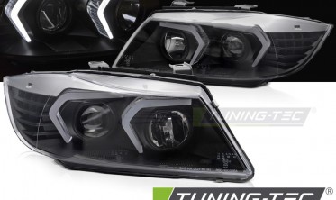 Чорні передні фари BMW 3 E90, E91 тюнінгові з діодами фото
