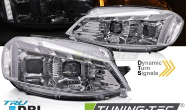Передние фары линзованные VW Golf 7 тюнинг оптика с диодными поворотами фото