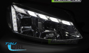 Передние фары линзованные VW Golf 7 тюнинг оптика с диодными поворотами фото
