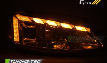 Передние фары линзованные VW Golf 7 тюнинг оптика с диодными поворотами фото