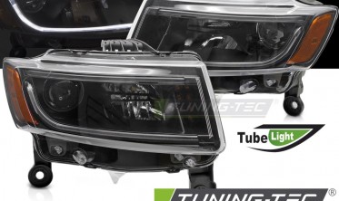 Тюнинговые передние фары Jeep Grand Cherokee WK2 2014-2016 черные фото