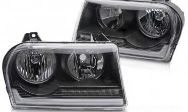 Чорні передні фари Chrysler 300 2005-2008 з лед поворотами фото