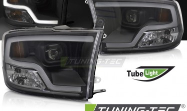 Чорні тюнінг фари передні Dodge RAM 2009-2018 оптика tube light фото