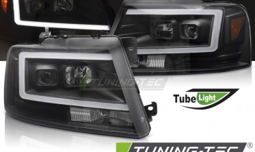 Чорні передні фари Ford F150 MK11 2004-2008 оптика tube light фото
