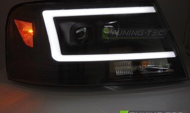 Чорні передні фари Ford F150 MK11 2004-2008 оптика tube light фото