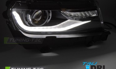 Диодные фары передние Chevrolet Camaro 2013-2015 черная тюнинг оптика фото