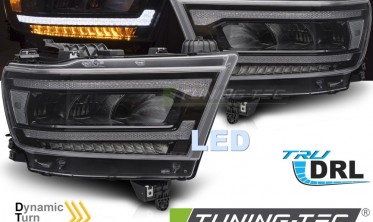 Черные led фары передние Dodge Ram 2019-2022 тюнинг оптика фото