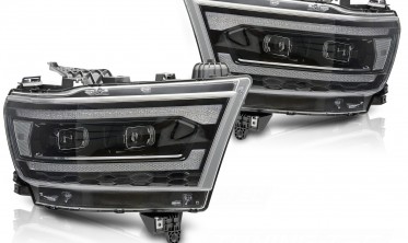Чорні передні лед фари Dodge Ram 1500 2019-2022 з функцією welcome lights фото