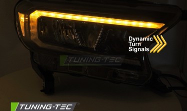 Передние фары full led Ford Ranger 2016-2022 черная тюнинг оптика фото