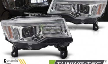 Тюнинговые фары передние Jeep Grand Cherokee WK2 14-21 оптика с диодами фото