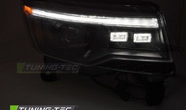 Черные тюнинг фары передние Jeep Grand Cherokee WK2 14-21 с функцией welcome lights фото