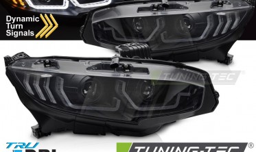 Діодні чорні фари передні Honda Civic MK10 оптика тюнінгова фото
