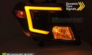 Черные передние фары Nissan Frontier 09-14 тюнинг оптика с диодами фото