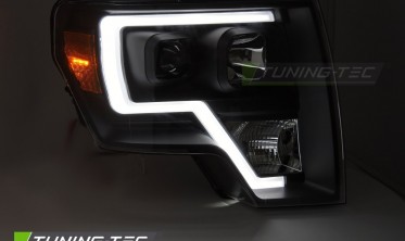 Черные передние фары с диодами Ford F150 MK12 2008-2014 оптика тюнинговая фото