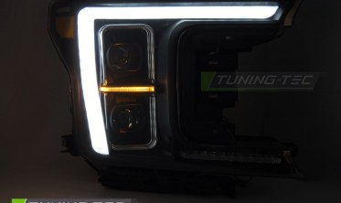 Передние фары full led Ford F150 MK13 2017-2020 черная тюнинг оптика фото