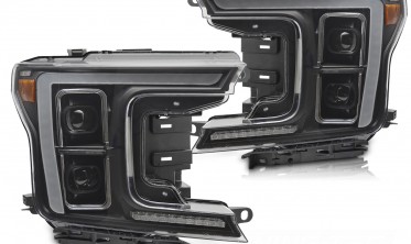 Передні фари full led Ford F150 MK13 2017-2020 чорна тюнінг оптика фото