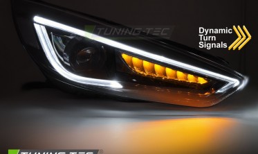 Передні фари Ford Focus MK3 рестайлінг з DRL і динамічними поворотами фото