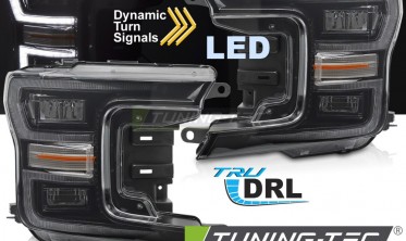 Черные лед фары передние Ford F150 MK13 2017-2020 оптика тюнинговая фото