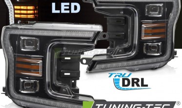 Led фары передние Ford F150 MK13 2017-2020 черная тюнинг оптика фото