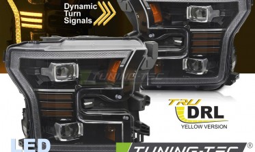 Тюнинг фары передние Ford F150 MK13 2014-2017 с желтыми диодами фото