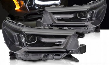 Тюнинг фары передние Toyota Hilux 2020- оптика черная full led фото