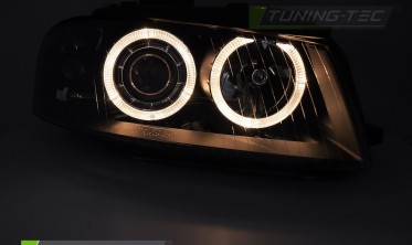 Передние фары с ангельскими глазками AUDI A3 8P дорестайл 2003-2008 фото