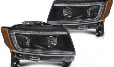 Передние фары Jeep Grand Cherokee WK2 2011-2013 led оптика черная фото