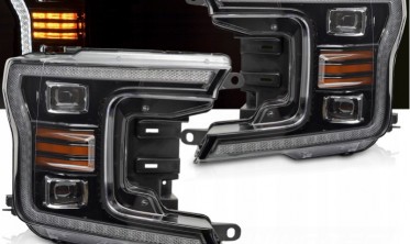 Led фари передні Ford F150 MK13 2017-2020 чорна тюнінг оптика фото