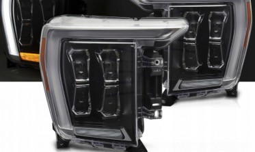 Передние черные фары full led Ford F150 MK14 20-23 тюнинг оптика диодная фото