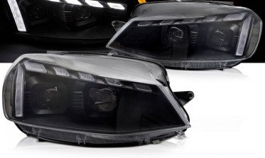 Черные фары передние VW Golf 7 2017-2019 лед оптика тюнинговая фото
