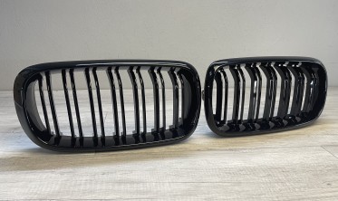 Решетка (ноздри) BMW X5 F15 / X6 F16 М-стиль черная глянцевая фото