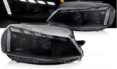 Передние фары full led VW Golf 7 2017-2019 черная тюнинговая оптика фото