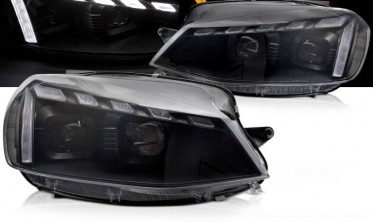 Черные передние фары VW Golf 7 рестайл тюнинг оптика фото