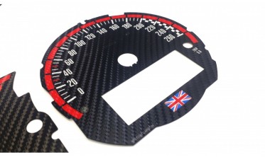 Накладки на шкали приборів для заміни миль на кілометри MINI Cooper Hatch F55 F56 F57 British Carbon фото