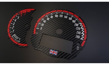 Накладки на шкали приборів для заміни миль на кілометри MINI Cooper Hatch F55 F56 F57 British Carbon фото