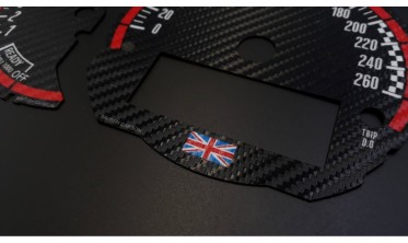 Накладки на шкали приборів для заміни миль на кілометри MINI Cooper Hatch F55 F56 F57 British Carbon фото