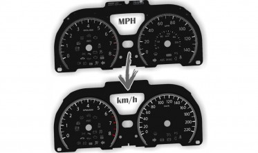 Накладки на шкали приборів для заміни миль на кілометри Nissan Note фото