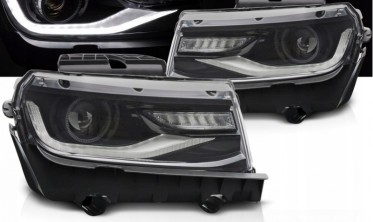Диодные фары передние Chevrolet Camaro 2013-2015 черная тюнинг оптика фото